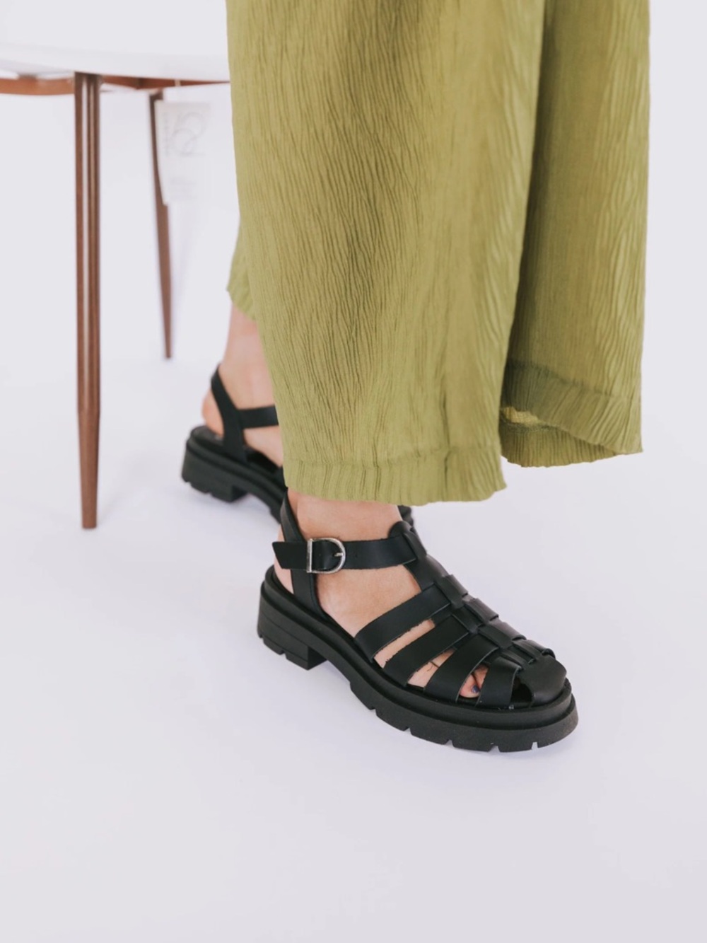 Free People Black Strappy Fisherman Sandals